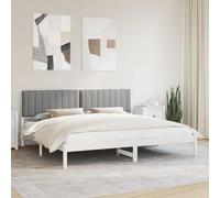 Teenpull Light Gray Upholstered Bed Frame with Padded Headboard Solid Pine Slatted Base for 200 x 200 cm Mattress, Indoor Bedroom Use, Removable Washable Cover, 2 Person Support