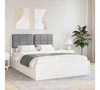 Teenpull Light Gray Upholstered Bed Frame with Padded Headboard Solid Pine Wood Platform Base for UK Double Mattress 135 x 190 cm Bedroom Support and Easy Care