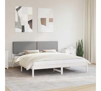 Teenpull Light Gray Upholstered Bed Frame with Padded Headboard, Solid Pine Wood Platform Base, King Size 200 x 200 cm, Easy Clean Cover, Indoor Bedroom Support for Two, Modern Minimal Look