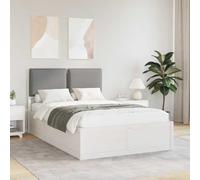 Teenpull Light Gray Upholstered Bed Frame with Padded Headboard Solid Pine Wood Slatted Platform No Box Spring Needed for 120 x 200 cm Mattress Bedroom Sleep Support for