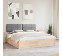 Teenpull Light Gray Upholstered Bed Frame with Padded Headboard Solid Pine Wooden Platform Base, Super King 180 x 200 cm, No Box Spring Needed, Easy Assembly, Modern Bedroom Support and Comfort
