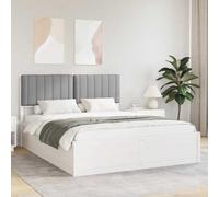 Teenpull Light Gray Upholstered Bed Frame with Removable Washable Headboard, Solid Pine Wood Platform Base for 160 x 200 cm King Mattress, Easy Assembly, No Box Spring Needed, Bedroom