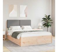 Teenpull Light Gray Upholstered Headboard Bed Frame Solid Pine Wood Platform Base for 140 x 200 cm Mattress, No Box Spring Needed, Easy Assembly, Indoor Bedroom Support and Comfort for Two Adults