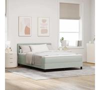 Teenpull Light Gray Velvet Bed Frame with LED, 140 x 200 cm Mattress Support, slatted Base, upholstered headboard, Adjustable Height, Modern Bedroom Comfort and RGB ambiance for Two