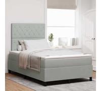 Teenpull Light Gray Velvet Box Spring Bed 120 x 190 cm with Adjustable Headboard, Wooden Frame, Pocket Spring Mattress, Slatted Base for Bedroom, 280 kg Support, Modern Sleep Comfort
