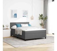 Teenpull Light Gray Velvet Box Spring Bed with LED Lights, Adjustable Headboard, 140 x 190 cm, Mattress Included, Wooden Frame, USB RGB Bedroom Storage Style