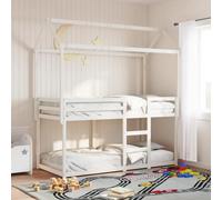 Teenpull Litera con techo, color blanco, 80 x 200 cm, madera maciza de pino, muebles seguros para habitación infantil, diseño que ahorra espacio para áreas de dormitorio