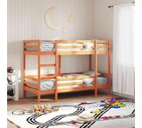 Teenpull Litera de Madera Maciza de Pino marrón Cera 80x200 cm Estructura Resistente para Dormitorio Juvenil o Infantil con barandillas y Escalera Segura Ideal para Ahorrar Espacio en hogar