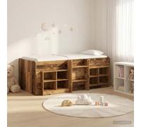 Teenpull Loft Bed Frame with 3 Piece Wardrobe in Aged Wood Finish, Engineered Wood Structure, Space Saving Design, 90 x 200 cm Mattress fit, slatted Support, Indoor Bedroom Storage Solution