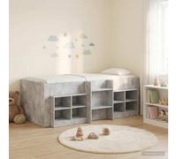 Teenpull Loft Bed Frame with Wardrobe and Shelf, 3-Piece Set, Concrete Gray Wood, 203 x 119.5 x 68.5 cm, Fits 100 x 200 cm Mattress, slatted Base, Ladder, Space Saving Storage for Bedroom