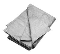 Teenpull Lona de 180 g/m² HDPE 8 x 12 m gris con ojales de aluminio, lona de protección impermeable como protección contra la lluvia y cortavientos para jardín, terraza, obras, coche, piscina, madera