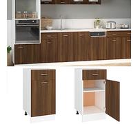 Teenpull Lyon Armario bajo con cajón marrón efecto roble de madera, aparador buffet muebles de cocina, almacenamiento para reservas, 40 x 46 x 81,5 cm