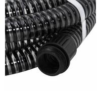 Teenpull Manguera de aspiración con conectores de latón negro, 1,1 pulgadas, 7 m, PVC, flexible, resistente a los pliegues, resistente, para jardín, riego, terraza, balcón, con flotador y colador