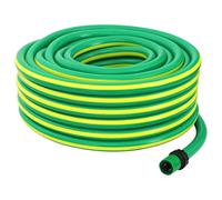 Teenpull Manguera de jardín de 5 capas, color verde y amarillo, 3/4 pulgadas, PVC, flexible, 10 m de longitud, resistente a los pliegues, resistente para jardín, césped, terraza, balcón, bancal e
