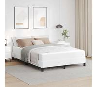 Teenpull Marco de cama con colchón blanco puro, 140 x 190 cm, tela, madera de lamas, somier doble, cama de dormitorio moderna, comodidad estable para dos personas