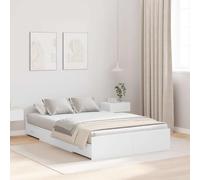 Teenpull Marco de cama de almacenamiento blanco de 120 x 200 cm con 4 cajones, estructura de madera resistente para dormitorio, cama de almacenamiento con cabecero, cómodo espacio para dormir, diseño