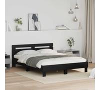 Teenpull Marco de cama de madera de roble negro, 160 x 200 cm, con somier, cabecero de cama doble, estable, para dormitorio, habitación de invitados, habitación juvenil