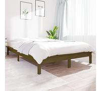 Teenpull Marco de cama de madera maciza de pino marrón miel 180 x 200 cm, robusto marco de cama doble con somier, base sólida de plataforma para colchón, elegante pieza de mobiliario de dormitorio