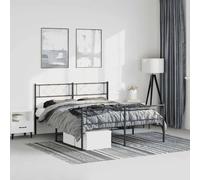 Teenpull Marco de cama de metal negro resistente de 135 x 190 cm con elegante cabecero y reposapiés, plataforma estable para tu dormitorio, mueble base moderno