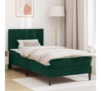 Teenpull Marco de cama de terciopelo verde oscuro con colchoneta, cama individual de 100 x 200 cm, base inclinada, marco de madera de plywood, headboard, almacenamiento bajo la cama, dormitorio y uso