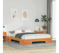 Teenpull Marco de cama marrón de madera maciza de pino de 140 x 200 cm, cama de madera resistente con somier, espacio de almacenamiento debajo de la cama, muebles de dormitorio modernos para el