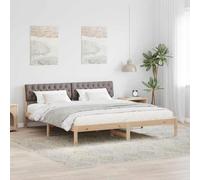 Teenpull Marco de cama marrón y topo de 180 x 200 cm madera maciza de pino con somier de láminas para cama de matrimonio marco de dormitorio moderno cama de madera duradera y cabecero acolchado que
