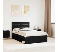 Teenpull Marco de cama negro de 120 x 200 cm, madera de pino maciza, somier de lamas, cabecero de cama, estructura estable para dormitorio, cama doble, diseño moderno