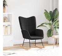 Teenpull Mecedora de tela Sherpa negra, moderna silla acento con patas de madera maciza, cómoda silla de lectura para salón, dormitorio, oficina, capacidad de carga de 110 kg