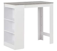 Teenpull Mesa de bar, color blanco, 110 x 50 x 103 cm, con estante integrado de 3 niveles, ideal para cocina, comedor y apartamentos pequeños, diseño moderno