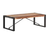 Teenpull Mesa de centro 120 x 60 x 40 cm, madera maciza de acacia y árbol de goma, marrón/negro, estilo industrial, mesa de salón robusta para tu hogar