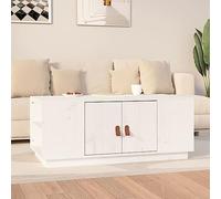Teenpull Mesa de centro blanca 100 x 50 x 41 cm, madera maciza de pino, con espacio de almacenamiento, elegante mesa de salón, mesa auxiliar versátil para tu hogar