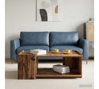Teenpull Mesa de centro de madera antigua de 90 x 50 x 33 cm con espacio de almacenamiento, compartimento de almacenamiento y estante, mesa de salón, mesa auxiliar para salón, sofá, salón, orden y
