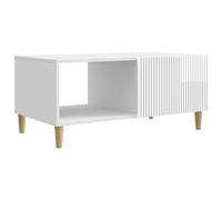 Teenpull Mesa de centro de madera blanca brillante, 90 x 50 x 40 cm, con espacio de almacenamiento y cajón, para salón, sofá, salón, mesa de almacenamiento y organizador para bebidas, decoración y