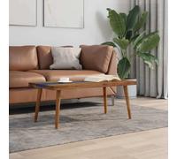 Teenpull Mesa de centro de madera de teca, 100 x 50 x 40 cm, con inserto único de resina azul claro, resistente, duradera, para salón, elegante estante, fácil montaje
