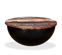 Teenpull Mesa de centro de madera envejecida maciza, color negro, forma de cuenco, 60 x 27 cm, mesa auxiliar redonda con espacio de almacenamiento para salón, diseño único