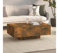 Teenpull Mesa de centro de roble ahumado, 85 x 55 x 31 cm, moderna mesa de salón de madera, tablero resistente para decoración, elegante complemento para tu hogar