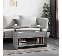 Teenpull Mesa de centro gris Sonoma 102 x 50 x 52,5 cm, mesa de salón de madera con espacio de almacenamiento, tablero ajustable en altura, diseño moderno para tu hogar