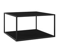 Teenpull Mesa de centro negra con cristal negro, 90 x 90 x 50 cm, moderna mesa de salón de vidrio templado y acero, mesa auxiliar cuadrada para un diseño elegante de la habitación, fácil montaje