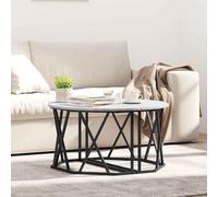 Teenpull Mesa de centro redonda Sonoma gris, 80 x 80 x 42 cm, de madera y acero, resistente al calor, estilo moderno, ideal para salón, fácil de limpiar, capacidad de carga de 75 kg