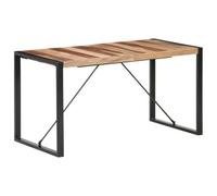 Teenpull Mesa de comedor de 140 x 70 x 75 cm, madera maciza de acacia y árbol de goma, color marrón, estilo industrial para comedor, cocina, ideal para salas de estar modernas