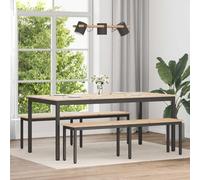 Teenpull Mesa de comedor natural de 180 x 90 x 75 cm, madera de pino maciza con estructura de metal resistente, mesa de cocina moderna y mesa de comedor para familia, oficina, comida y juegos
