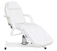Teenpull Mesa de masaje blanca con acolchado de PVC, 180 x 62 x (87 - 112), altura regulable y plegable con reposabrazos, reposacabezas, giratorio 360 grados, ideal para consultas, estudios, spa, spa