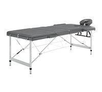 Teenpull Mesa de masaje con marco de aluminio de 3 zonas, color antracita, 186 × 68 cm, altura regulable, plegable, portátil, con reposacabezas y reposabrazos para práctica spa, salón, fisioterapia