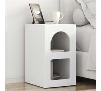 Teenpull Mesita de noche blanca 29,5 x 35 x 50 cm de madera con 2 estantes, mesa auxiliar compacta para dormitorio, espacio de almacenamiento y estante, consola de noche moderna para cama y salón