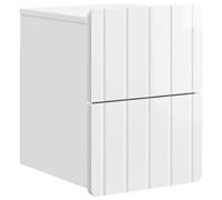 Teenpull Mesita de noche montada en la pared, color blanco brillante, con 2 cajones, 33 x 34,5 x 43 cm, material de madera, para dormitorio, salón, habitación infantil, mesa auxiliar que ahorra