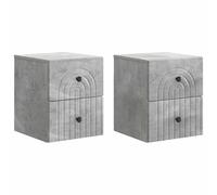 Teenpull Mesita de noche montada en la pared, color gris hormigón, de madera, 33 x 34,5 x 40 cm, con 4 cajones, juego de 2 unidades para dormitorio, salón, habitación de invitados, ahorra espacio y es