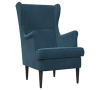 Teenpull Moderno sillón azul terciopelo con cojín extraíble 65 x 79 x 100 cm, marco de madera de metal para salón, dormitorio, sillón de salón con cómodo acolchado y estructura de madera de caucho