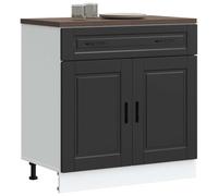 Teenpull Mueble bajo cocina Porto negro de madera, 80 x 46 x 81,5 cm, robusto armario de cocina con mucho espacio de almacenamiento, ideal como armario de despensa o armario buffet para cocina y