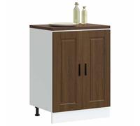 Teenpull Mueble bajo de cocina Porto marrón efecto roble madera muebles de almacenamiento con puertas, patas ajustables, espacio de almacenamiento para cocina, comedor, buffet, aparador