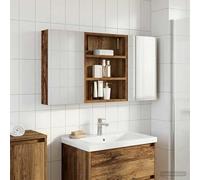 Teenpull Mueble de baño de 3 piezas de madera con iluminación LED y espejo bidireccional, 100 x 10,5 x 50 cm, montado en la pared para muebles de baño, espacio de almacenamiento y orden en el cuarto